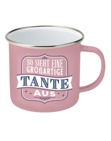 Grossartige Tante H&H Top Lady Emaille Namensbecher